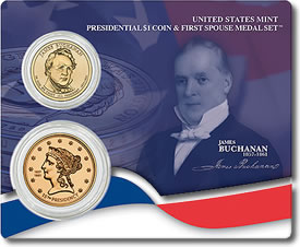 Buchanan Presidential Dollar & First Spouse Medal Set